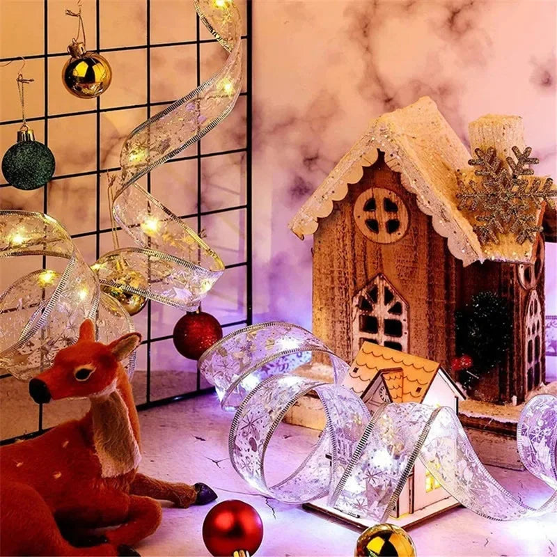 1/2/5/10M LED Ribbon Fairy Lights 2025 New Year Christmas Tree Hanging Ornaments Garden Wedding Party Bedroom Decoration Garland