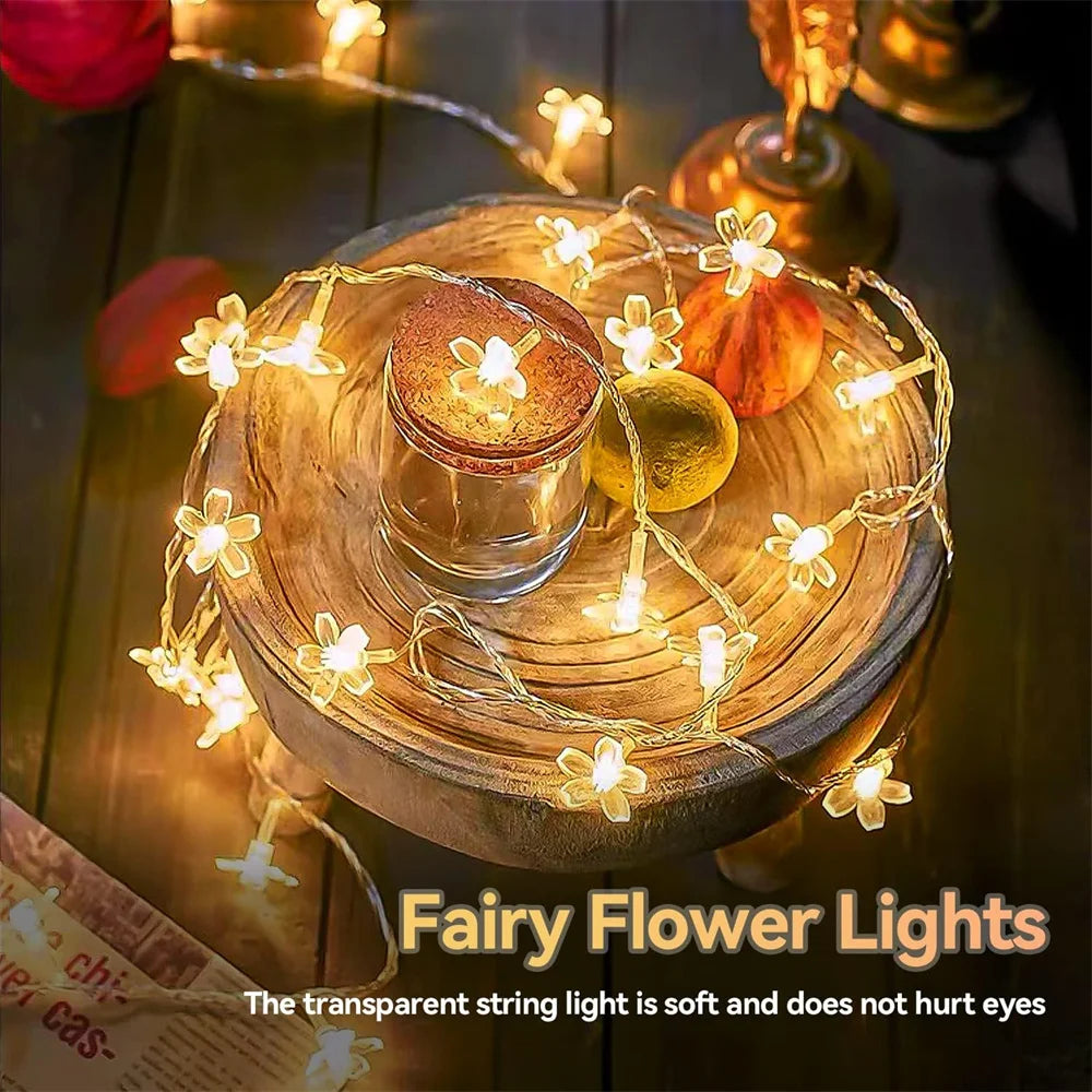 2025 USB Rome Decoration Flower LED String Lights Indoor Party Atmosphere Home Battery Flower Fairy Lights Curtains 465