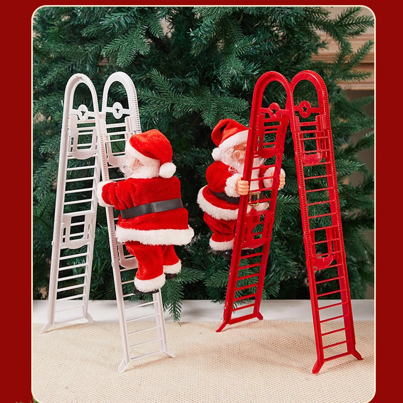 Electric Climbing Ladder Music Santa Claus Christmas Ornament Decoration For Home Christmas Tree Hanging Decor New Year Gift