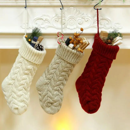 Christmas Stockings For Kids Large Size Cable Knit Stocking Christmas Decorations For Family Party