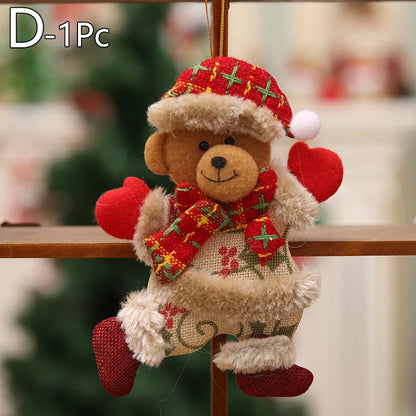 Christmas Hanging Ornaments Gift Santa Claus Snowman Reindeer Bear Xmas Tree Pendant Doll Happy New Year Home Hang Decoration